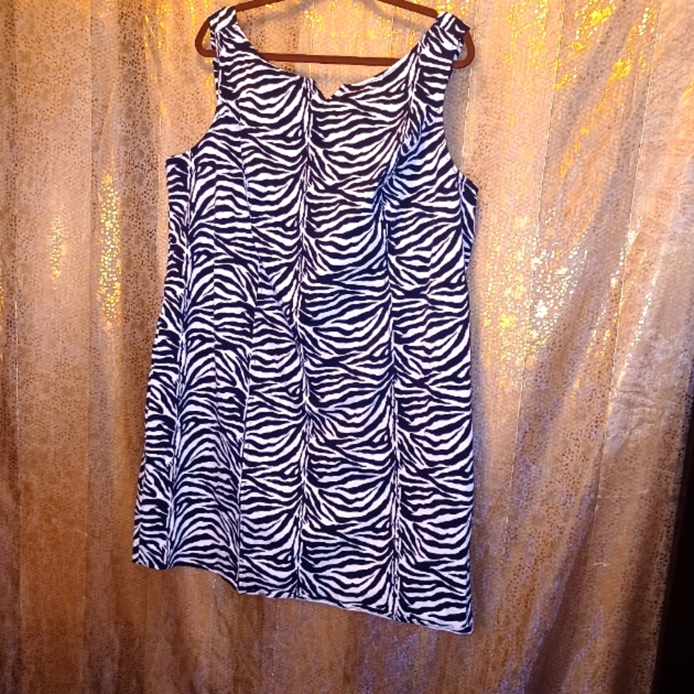 Size 24 women's dress. Zebra print. Light weight denim. Light stretch.